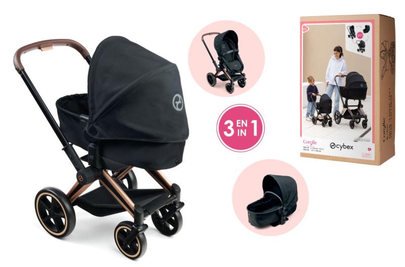 Kočárek Cybex Black 3 v1 pro panenky 36-42 cm